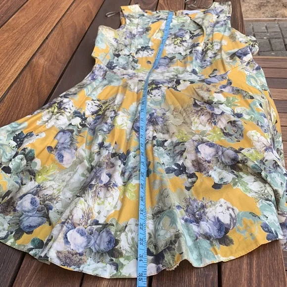 Modcloth Closet London UK 16/ US 12 Yellow Floral Vintage Style Dress - Picture 8 of 8